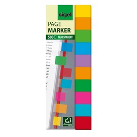 Haftmarker Film Multicolor 44x12,5mm 10 Farben transparent Sigel HN684 (PACK=500 STÜCK) Produktbild