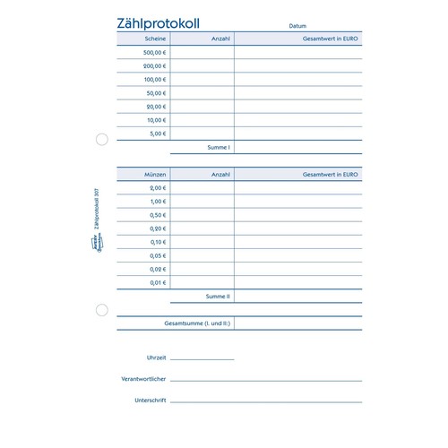 Zählprotokoll A5 50 Blatt Zweckform 307 Produktbild Additional View 3 L