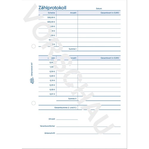 Zählprotokoll A5 50 Blatt Zweckform 307 Produktbild Additional View 2 L