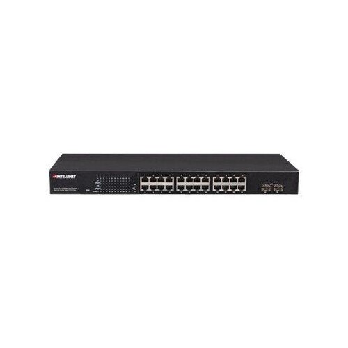 IC Intracom Intellinet 24-Port Gigabit Ethernet PoE+ Web-Managed Switch with 2 SFP Ports, 24 x PoE p Produktbild Additional View 1 L