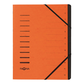 Ordnungsmappe mit 12 Fächern orange Karton 40059-12 Produktbild