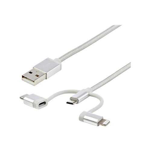 StarTech.com USB Lightning Kabel - USB-C Micro-B Laddekabel - 1m - geflochten - Silber - USB auf Lig Produktbild Additional View 1 L