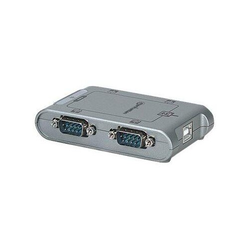 Manhattan USB-A to 4x Serial Port Converter, Male to Male, Serial/RS232, MosChip MCS7840, Automatic Produktbild Additional View 1 L