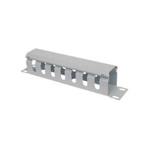 Intellinet Kabelmanagement für 10"-Schränke, 1 HE, mit Blende, grau - Kabelführungsplatte für Schalt Produktbild Front View L