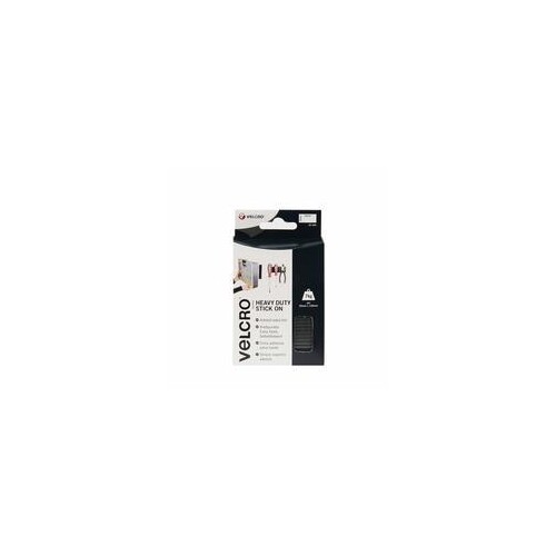 VELCRO Stick On Heavy Duty - Selbstklebendes Klettband - 5 x 10 cm - Schwarz - Kunststoff (Packung m Produktbild Front View L