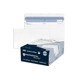 Briefumschlag REVELOPE ohne Fenster DIN lang 112x225mm Heißleimverschluß 90g weiß blickdichter Innendruck FSC (PACK=500 STÜCK) Produktbild