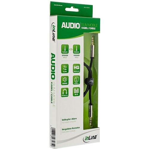 InLine Slim Audio Kabel Klinke 3,5mm ST/ST - Stereo - 0,5m Produktbild Additional View 1 L