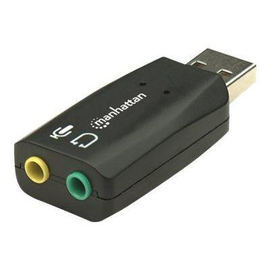 Manhattan USB-A Sound Adapter, USB-A to 3.5mm Mic-in and Audio-Out ports, 480 Mbps (USB 2.0) Produktbild