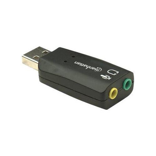 Manhattan USB-A Sound Adapter, USB-A to 3.5mm Mic-in and Audio-Out ports, 480 Mbps (USB 2.0) Produktbild Additional View 2 L