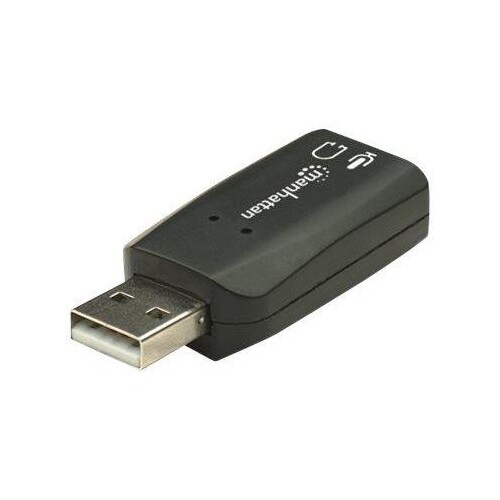 Manhattan USB-A Sound Adapter, USB-A to 3.5mm Mic-in and Audio-Out ports, 480 Mbps (USB 2.0) Produktbild Additional View 3 L