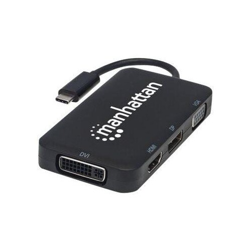 Manhattan USB-C Dock/Hub, Ports (x4): DisplayPort, DVI-I, HDMI or VGA, Note: Only One Port can be us Produktbild Additional View 1 L