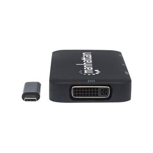 Manhattan USB-C Dock/Hub, Ports (x4): DisplayPort, DVI-I, HDMI or VGA, Note: Only One Port can be us Produktbild Additional View 3 L