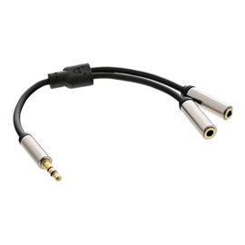 InLine Slim Audio Y-Kabel Klinke 3,5mm ST an 2x Klinke BU - 0,15m Produktbild