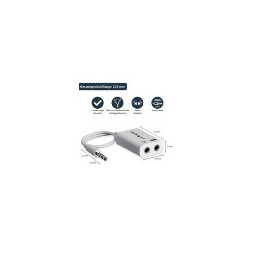 StarTech.com 4 Position Microphone and Headphone Splitter 3.5 mm 4 Pin / 4 Pole Mic and Audio Combo Produktbild Additional View 4 L
