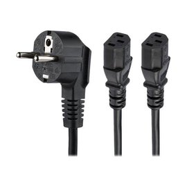 StarTech.com 2 m Computer Y Stromkabel, 18AWG, EU Schuko auf 2x C13, 10A 250V, Ersatz AC Stromkabel Produktbild