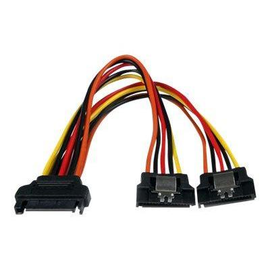 StarTech.com SATA Y-Strom-Adapterkabel mit Verriegelungs Clip 15cm - S-ATA Y Splitter Stromkabel St/ Produktbild