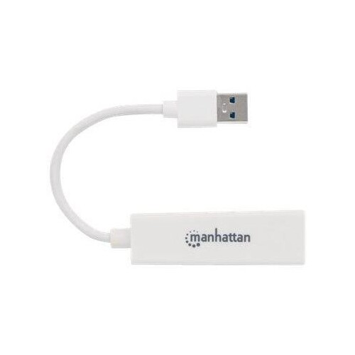 Manhattan USB-A Gigabit Network Adapter, White, 10/100/1000 Mbps Network, USB 3.0, Ethernet, RJ45, T Produktbild Additional View 1 L