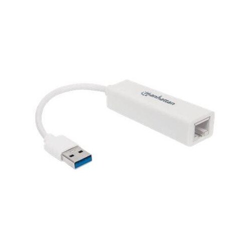 Manhattan USB-A Gigabit Network Adapter, White, 10/100/1000 Mbps Network, USB 3.0, Ethernet, RJ45, T Produktbild Additional View 3 L