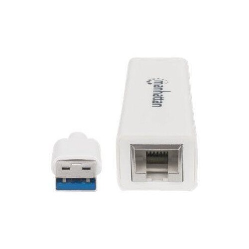 Manhattan USB-A Gigabit Network Adapter, White, 10/100/1000 Mbps Network, USB 3.0, Ethernet, RJ45, T Produktbild Additional View 4 L