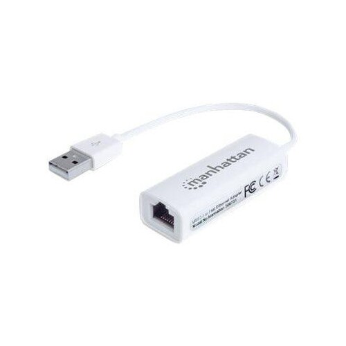 Manhattan USB-A Fast Ethernet Adapter, 10/100 Mbps Network, 480 Mbps (USB 2.0) Produktbild