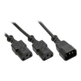 InLine Netz-Y-Kabel - Kaltgeräte - 1x IEC-C14 auf 2x IEC-C13 - 1m Produktbild