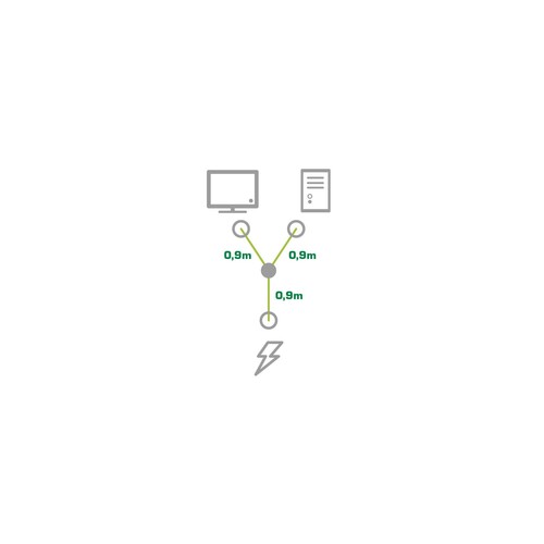 InLine Netz-Y-Kabel - Kaltgeräte - 1x IEC-C14 auf 2x IEC-C13 - 1,8m Produktbild Additional View 1 L