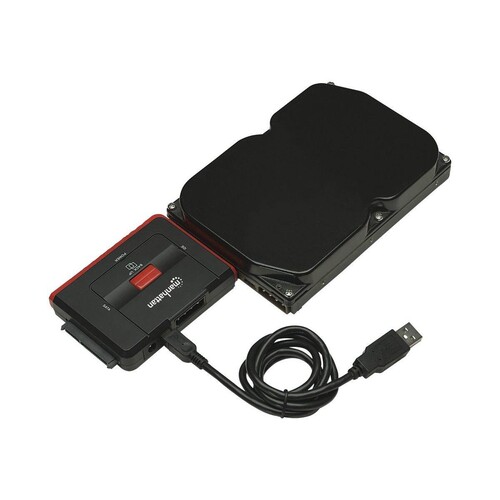 Manhattan USB-A to SATA/IDE Adapter Cable, 3-in-1 with One-Touch Backup, Male to Male, 1.5m, 480 Mbp Produktbild Additional View 2 L