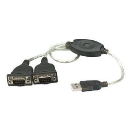 Manhattan USB-A to 2x Serial Ports Converter cable, 45cm, Male to Male, Serial/RS232/COM/DB9, Prolif Produktbild