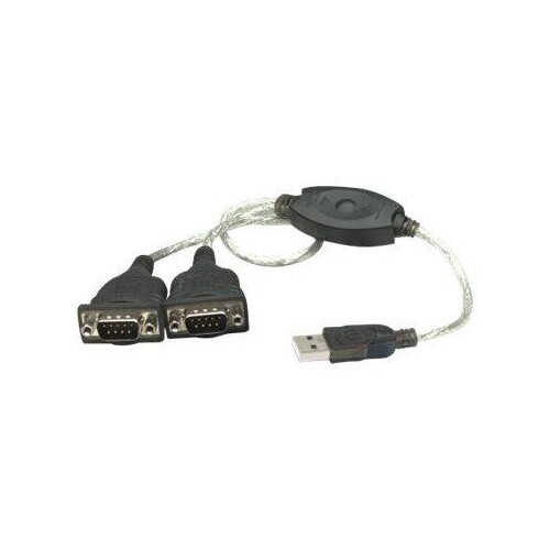 Manhattan USB-A to 2x Serial Ports Converter cable, 45cm, Male to Male, Serial/RS232/COM/DB9, Prolif Produktbild