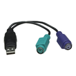 Manhattan USB-A to PS/2 Converter cable, 15cm, Male to Female, Black, Connects Two PS/2 Devices via Produktbild