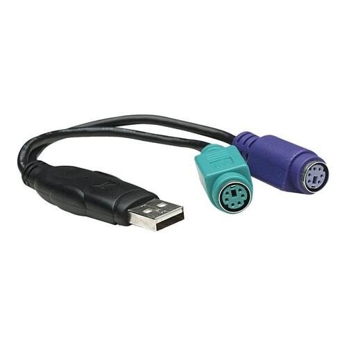 Manhattan USB-A to PS/2 Converter cable, 15cm, Male to Female, Black, Connects Two PS/2 Devices via Produktbild Additional View 1 L