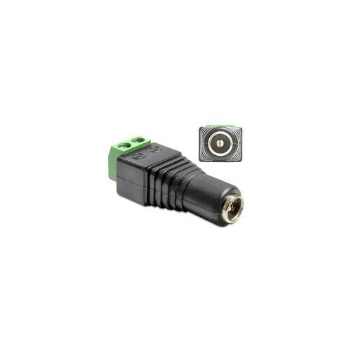 Delock Adapter DC 2.1 x 5.5 mm female > Terminal Block - Netzteil - 2-polige Klemmleiste (W) Produktbild Front View L