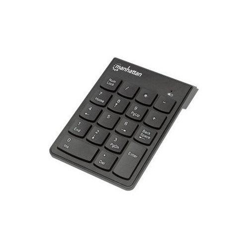 Manhattan Numeric Keypad, Wireless (2.4GHz), USB-A Micro Receiver, 18 Full Size Keys, Black, Membran Produktbild Front View L