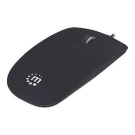 Manhattan Silhouette Sculpted USB Wired Mouse, Black, 1000dpi, USB-A, Optical, Lightweight, Flat, Th Produktbild