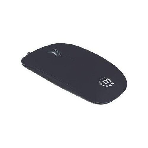 Manhattan Silhouette Sculpted USB Wired Mouse, Black, 1000dpi, USB-A, Optical, Lightweight, Flat, Th Produktbild Additional View 2 L