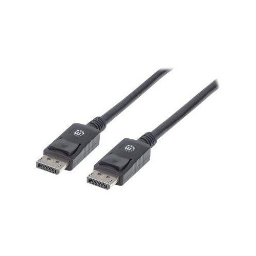 Manhattan DisplayPort 1.2 Cable, 4K@60hz, 2m, Male to Male, With Latches, Fully Shielded, Black, Lif Produktbild