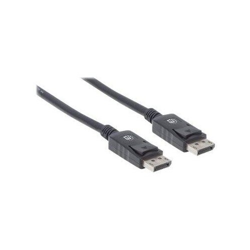 Manhattan DisplayPort 1.2 Cable, 4K@60hz, 2m, Male to Male, With Latches, Fully Shielded, Black, Lif Produktbild Additional View 1 L