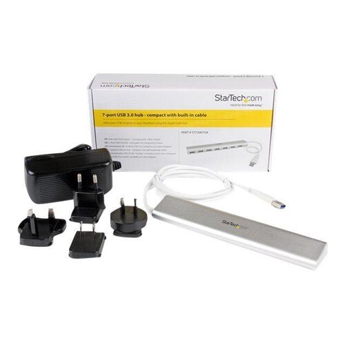 StarTech.com 7 Port kompakter USB 3.0 Hub mit eingebautem Kabel Produktbild Additional View 3 L