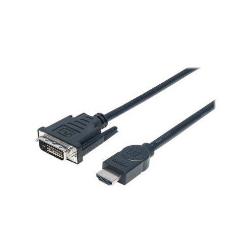 Manhattan HDMI to DVI-D 24+1 Cable, 5m, Male to Male, Black, Dual Link, Compatible with DVD-D, Lifet Produktbild