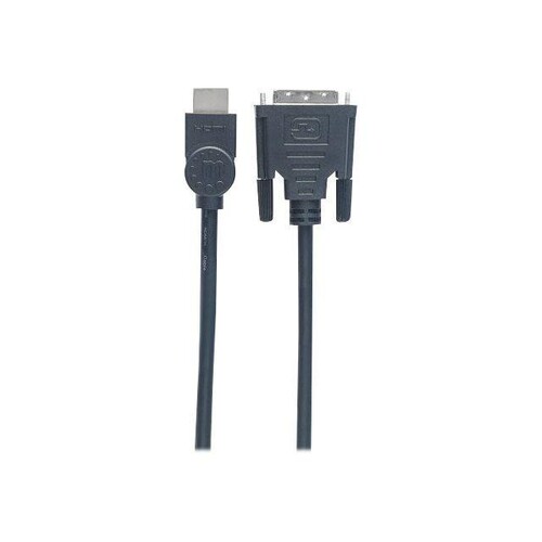 Manhattan HDMI to DVI-D 24+1 Cable, 5m, Male to Male, Black, Dual Link, Compatible with DVD-D, Lifet Produktbild Additional View 1 L