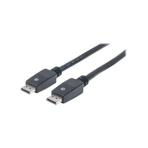 Manhattan DisplayPort 1.1 Cable, 4K@60Hz, 7.5m, Male to Male, With Latches, Fully Shielded, Black, L Produktbild