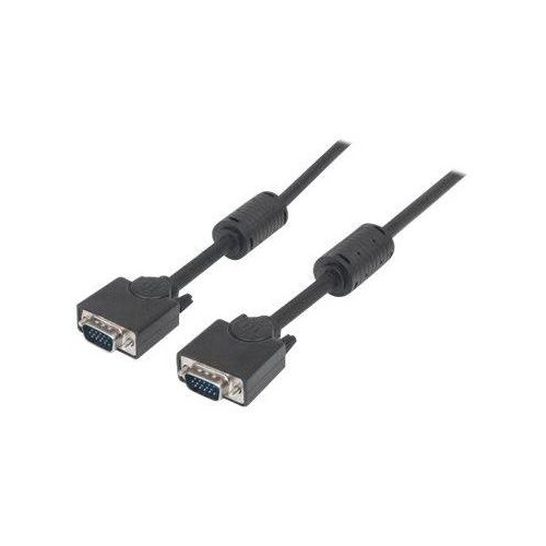 Manhattan VGA Monitor Cable (with Ferrite Cores), 3m, Black, Male to Male, HD15, Cable of higher SVG Produktbild