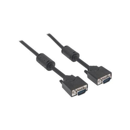 Manhattan VGA Monitor Cable (with Ferrite Cores), 3m, Black, Male to Male, HD15, Cable of higher SVG Produktbild Additional View 3 L