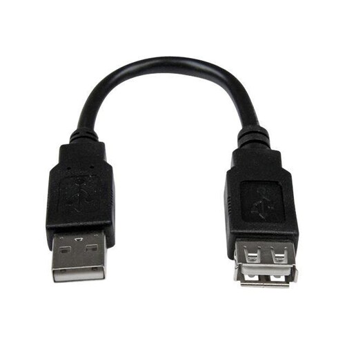 StarTech.com USB 2.0 Verlängerung 15cm - USB-A Verlängerungskabel Stecker auf Buchse - Schwarz - USB Produktbild Additional View 1 L