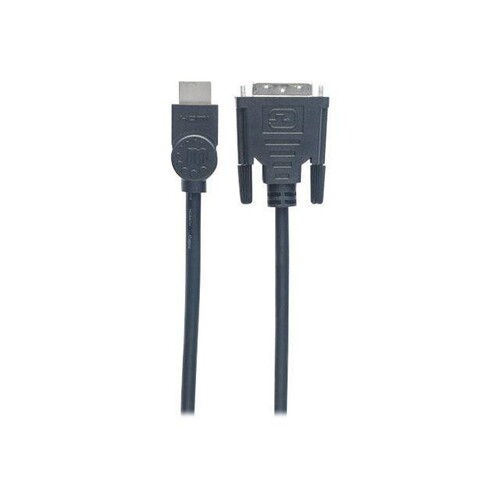 Manhattan HDMI to DVI-D 24+1 Cable, 3m, Male to Male, Black, Dual Link, Compatible with DVD-D, Lifet Produktbild Additional View 1 L