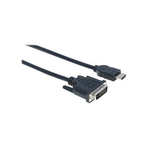 Manhattan HDMI to DVI-D 24+1 Cable, 3m, Male to Male, Black, Dual Link, Compatible with DVD-D, Lifet Produktbild Additional View 3 L