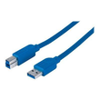 Manhattan USB-A to USB-B Cable, 3m, Male to Male, Blue, 5 Gbps (USB 3.2 Gen1 aka USB 3.0) Produktbild