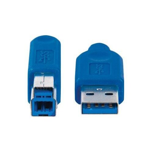 Manhattan USB-A to USB-B Cable, 3m, Male to Male, Blue, 5 Gbps (USB 3.2 Gen1 aka USB 3.0) Produktbild Additional View 1 L