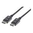 Manhattan DisplayPort 1.2 Cable, 4K@60hz, 3m, Male to Male, With Latches, Fully Shielded, Black, Lif Produktbild