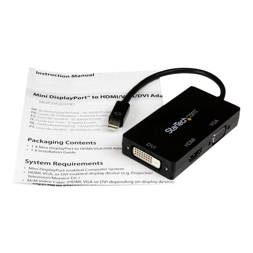 StarTech.com 3 in 1 Mini DisplayPort Adapter - 1080p - Mini DP / Thunderbolt to HDMI / VGA / DVI Spl Produktbild Additional View 2 L